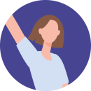 Illustration of brown haired woman waving