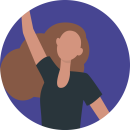 Illustration of a brunette woman waving