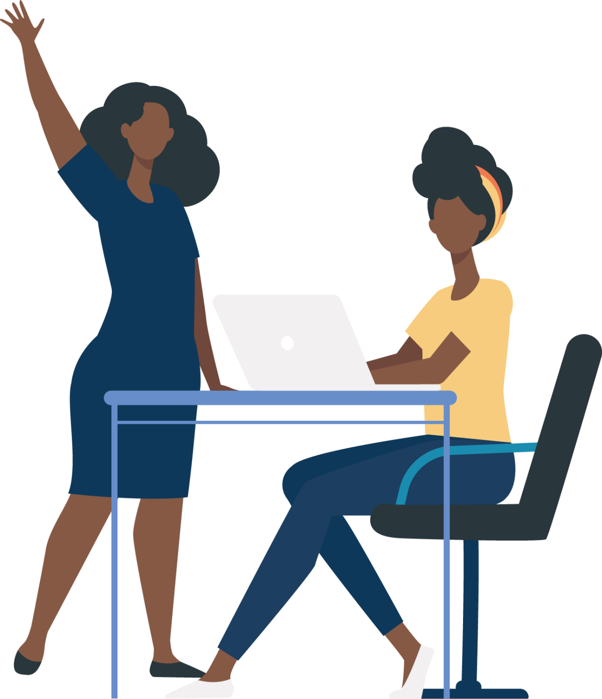 Illustration of two women working in an office