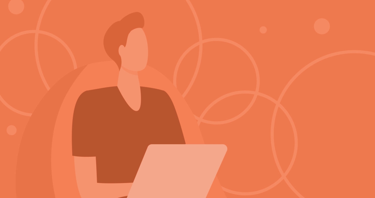Illustration of a woman on a laptop